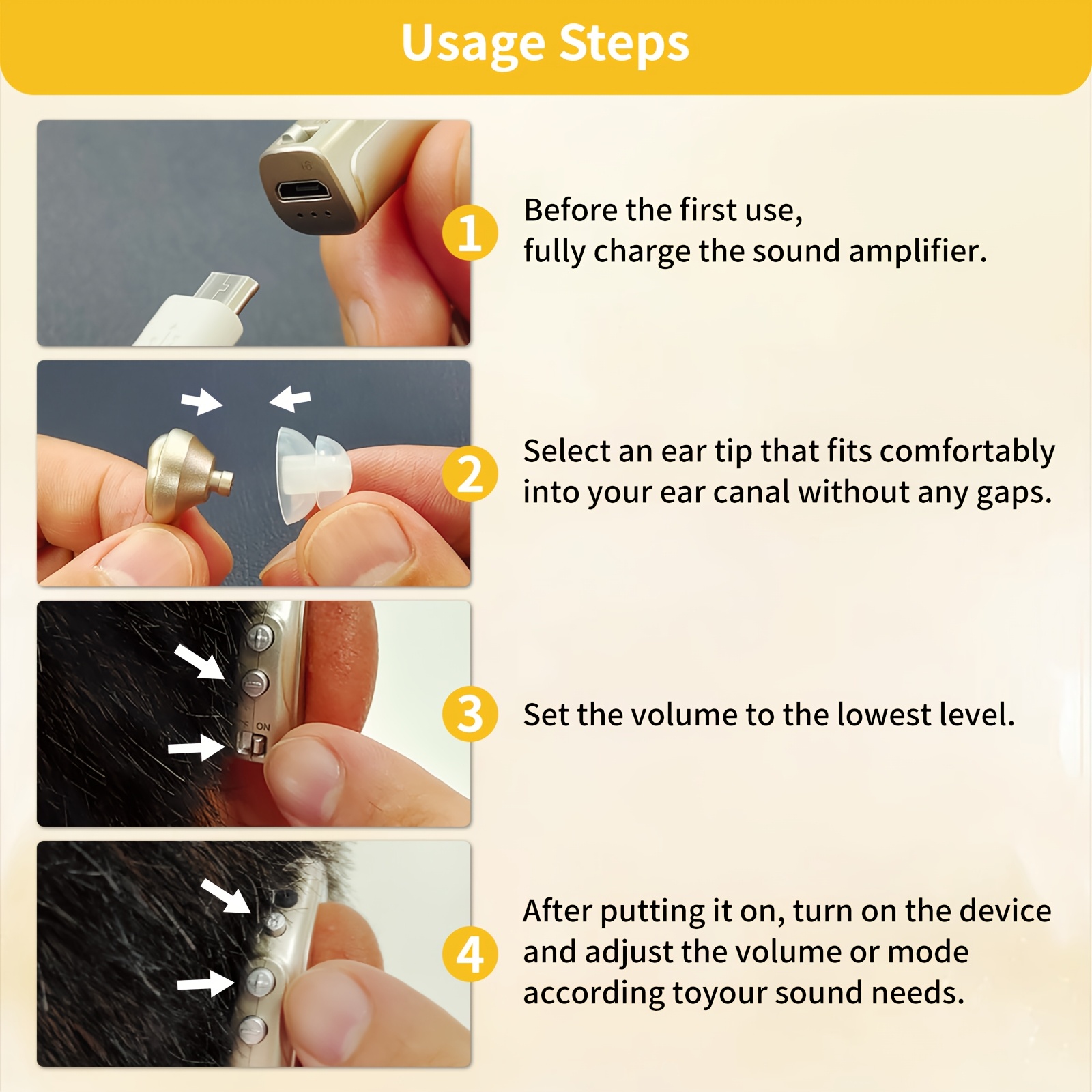 ELCTRTICI -Grade Hearing Amplifier with 4-Frequency Modes & 16-Channel Sound, Real Sound Restoration, Digital Volume Control, Compatible with & implants (VHP-1710) - Device for Tinnitus &