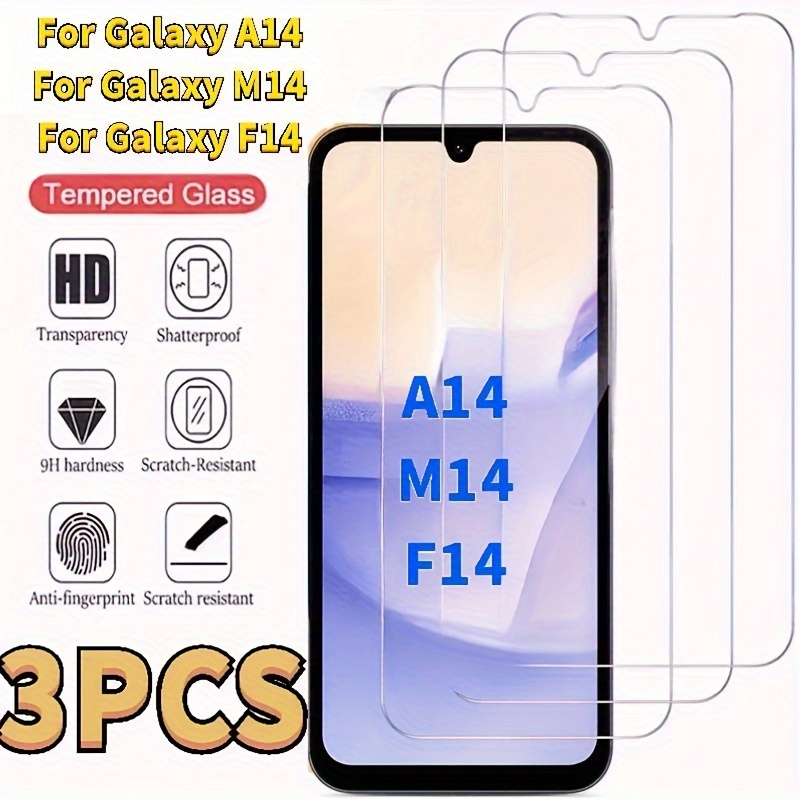 

3pcs Tempered Glass Screen Protectors For Samsung For Galaxy A14, M14, F14 - Scratch Resistant