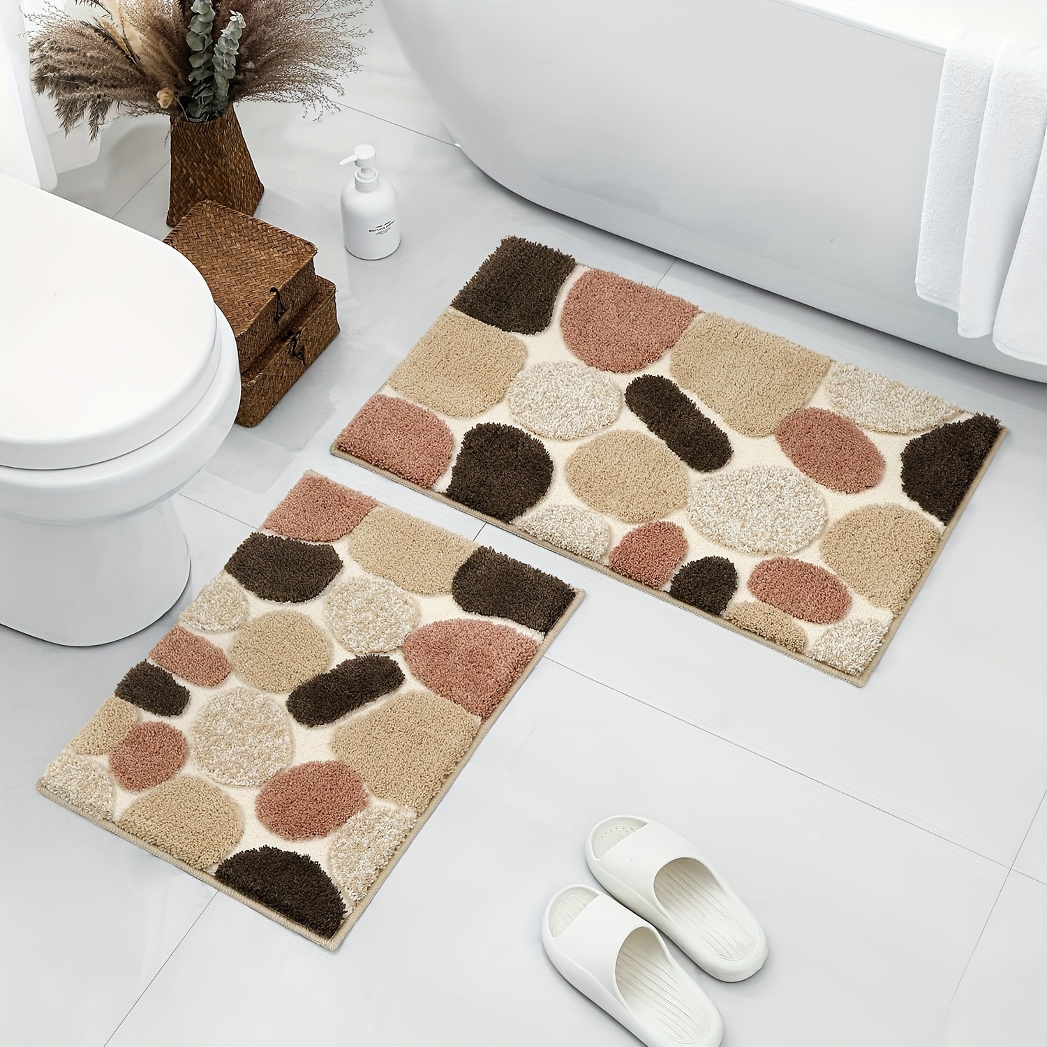 

Homeideas Bathroom Rugs 2 , Bath Mat Non Carpet, 17x24+20x32