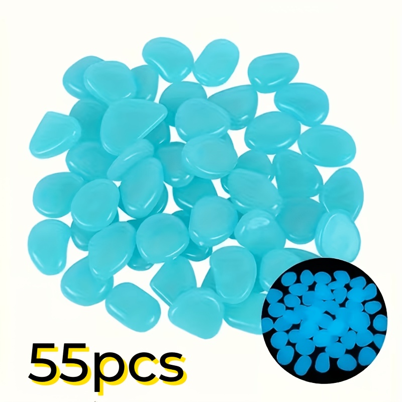 E-shop 55 Stück Super Große Leuchtende Kieselsteine - Traumhafte Dekoration für Aquarium, Hochzeitsszene, Halloween, Terrasse, Garten |