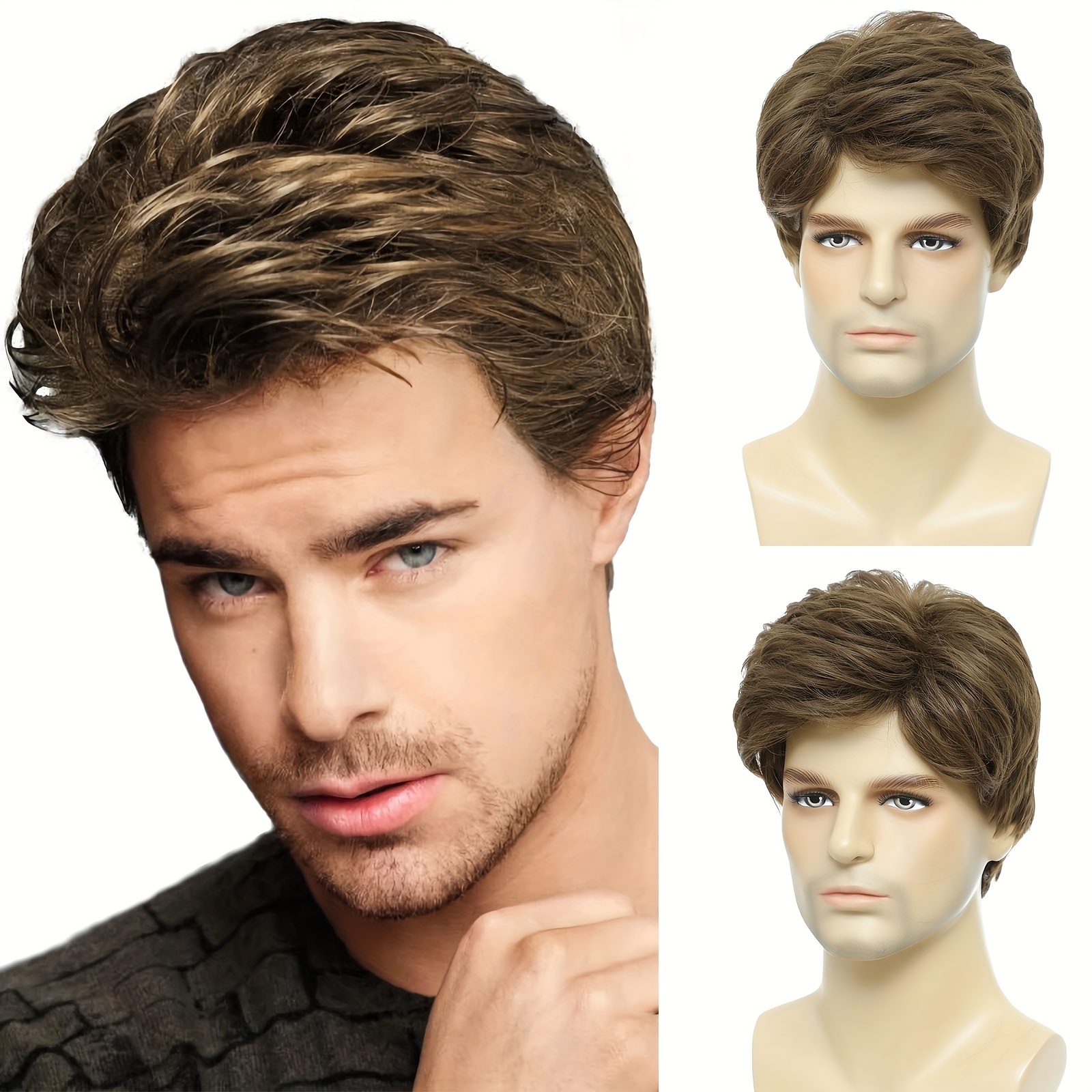 

Men's Matte Brown Fashion Wig Polyester Cool Handsome Style | Heat Resistant Straight Hair | Versatile Styling Wig For Male Dress-up