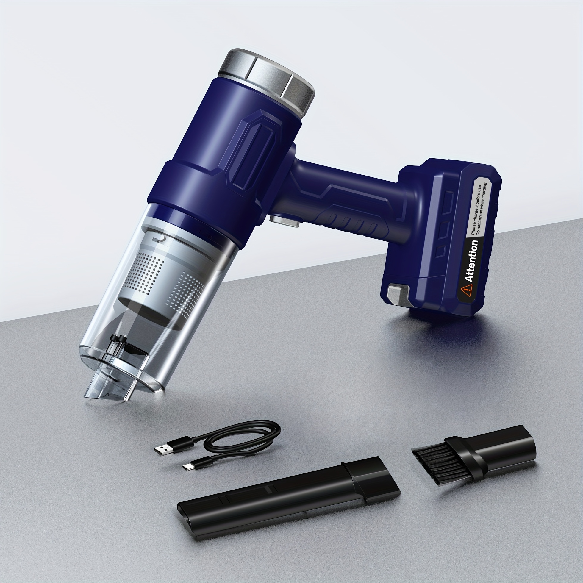 Temu Cascadevac Portable Cordless Vacuum Cleaner With Crevice Tool, Usb Rechargeable Lithium Battery, Plastic Material, Ideal For Home, Office,-image