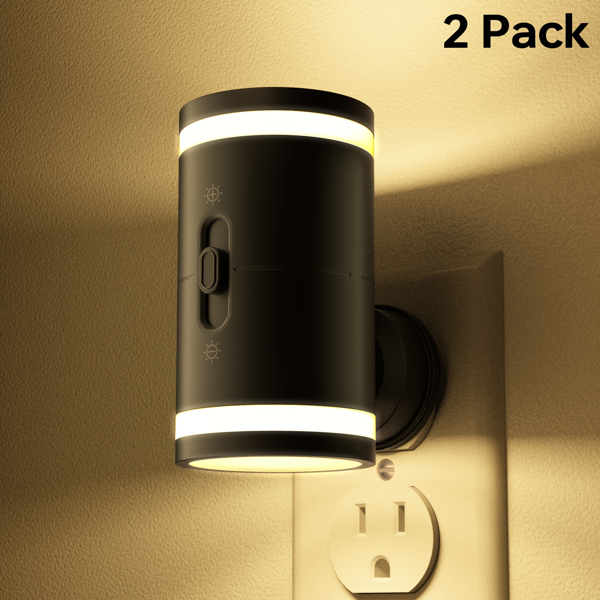 

2-pack Led Night Lights, Plug-in With Dusk-to-dawn Sensor, 5-120lm Adjustable Brightness, 3000k Warm White, Modern Night Light Ideal For Hallway, Bedroom, Stair, Bathroom, Toddler Room