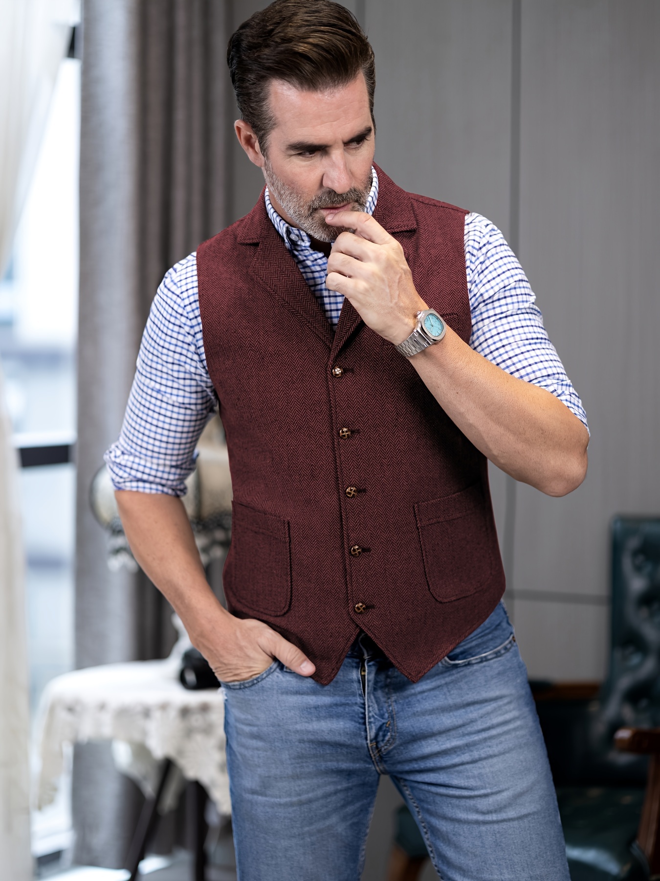 Cómo Combinar Chalecos Informales Para Hombre Chaleco De Traje Para Hombre,  Chaleco De Negocios De Tweed, image size:800x1067