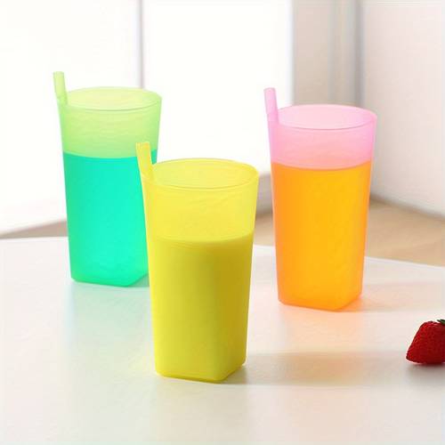 item picture 4pcs integrated straw cup for summer suitable for students juice straw cup for festive party water cup portable outdoor water cup 360 milliliters