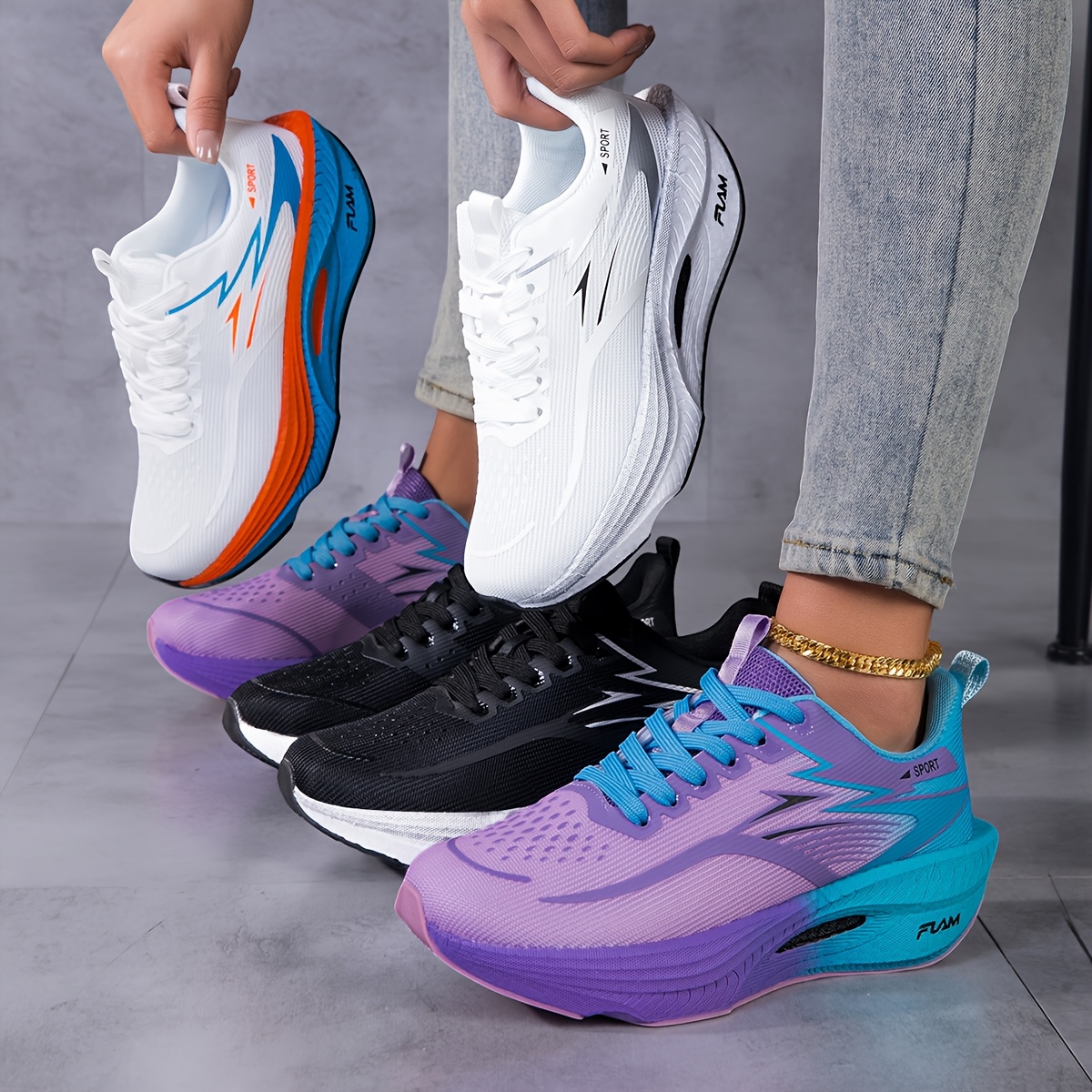 [zapatillas deportivas] zapatillas de trail para mujer |  ,   de malla transpirable, soporte de estabilidad, cierre con cordones,   de eva, aptas para    , tallas  , versátiles para gimnasio y actividades al aire libre