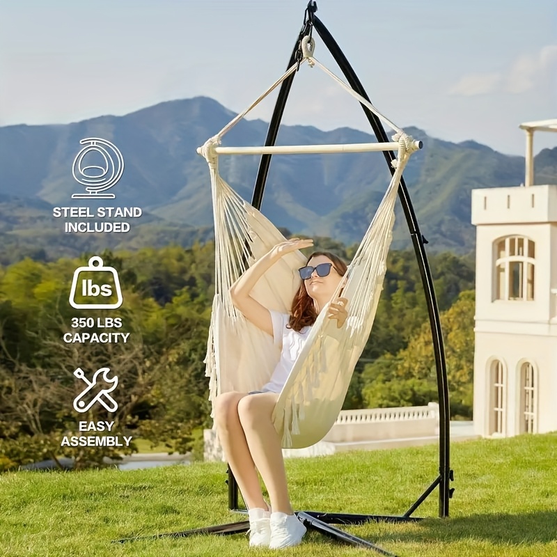 Hammock Stand, Hanging Chair Frame, 210cm, Load Capacity Up To 130 Kg, With Ceiling Hook, Freestanding Frame (stand , No Hanging Chair)