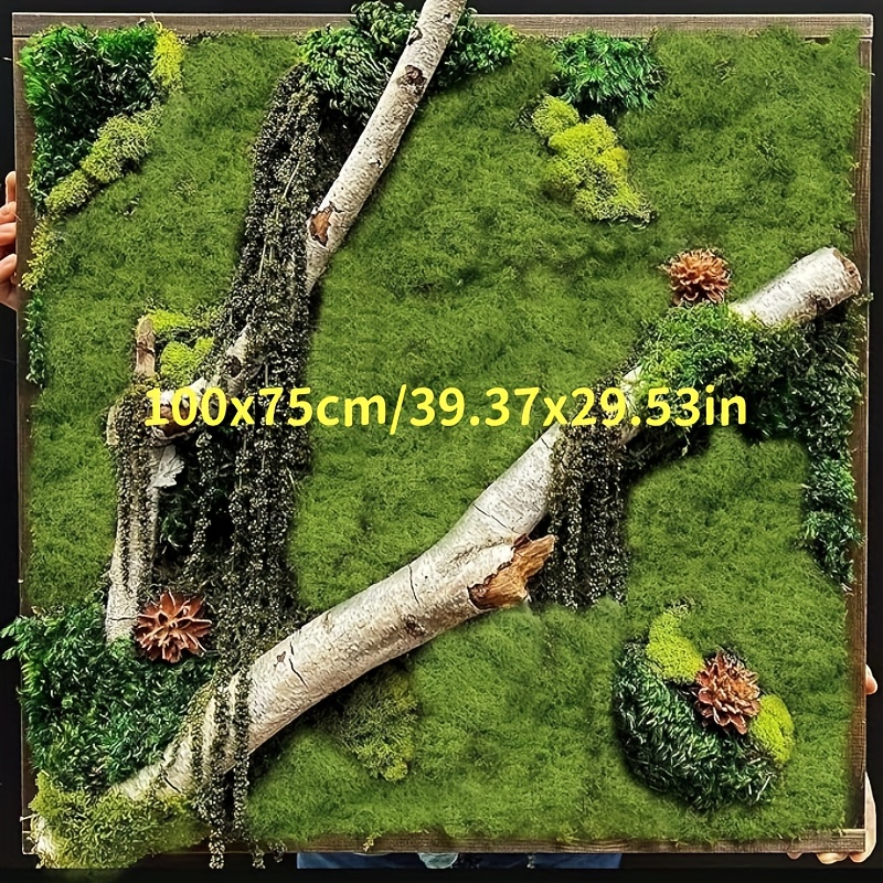 Image of Artificial Moss Flower Measuring 100x75cm/39.37x29.53in, Suitable For Micro Landscape Eco Bottles, Floral Arrangements, Table Pot Decoration, And Crafts.