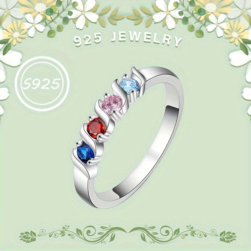 

3.2g S925 Silver Cubic Zirconia Geometric Single Row Ring Stackable Ring Fashion Hand Ornament Ring