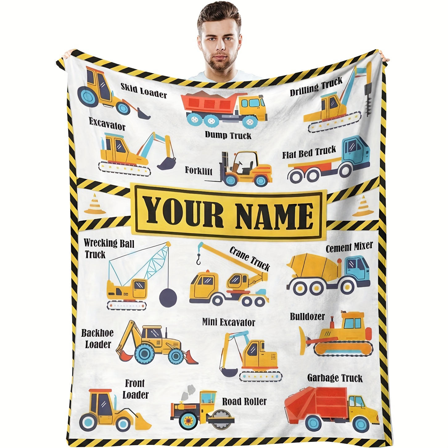 

1pc Custom Name Blanket Creative Custom Name Gift For Engineering Driver Friends Soft Blanket Flannel Blanket