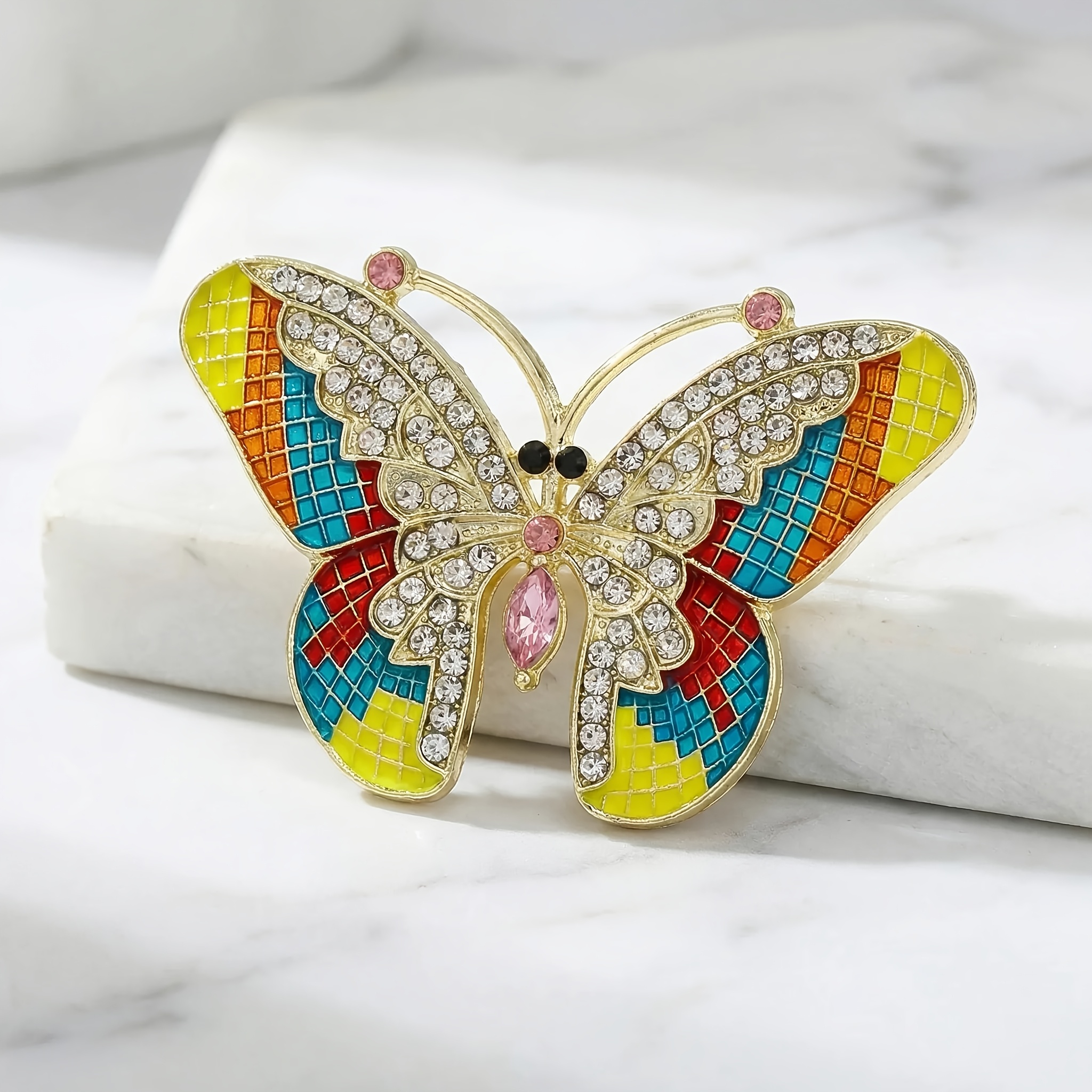 TEMU Broche Papillon Élégante avec Strass Scintillants - Épingle en pour Femmes, Parfaite pour & les Fêtes