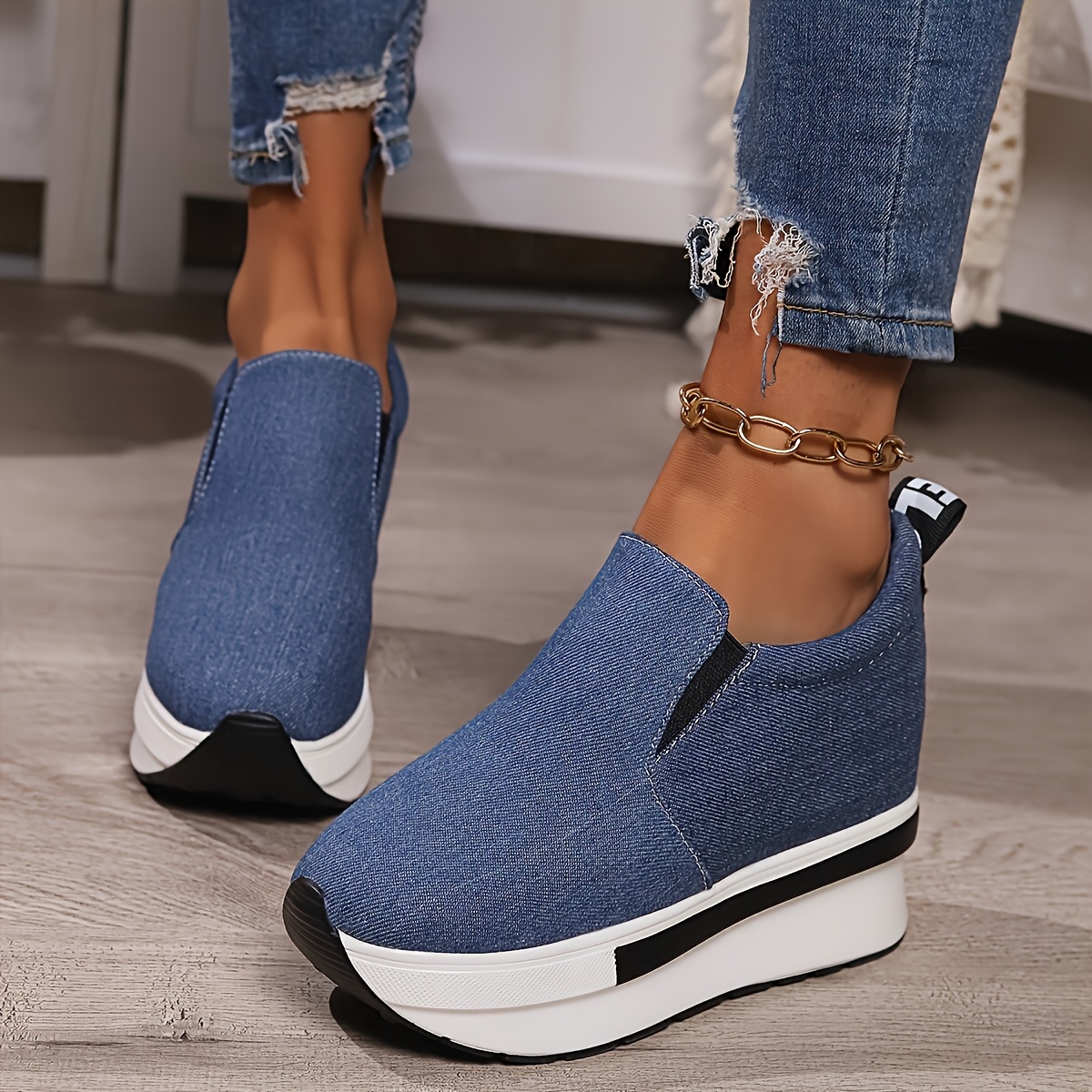 Canvas Sneakers Navy Blue And White Striped Sneakers Women's