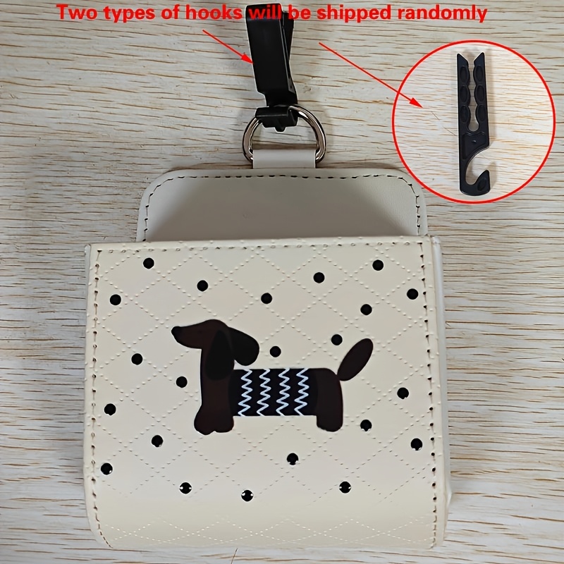 TEMU Polka Dot Dachshund Design Car Air Vent Hanging Pouch, Glasses Card And Small Items Storage Bag, Universal Style For Halloween And Thanksgiving,