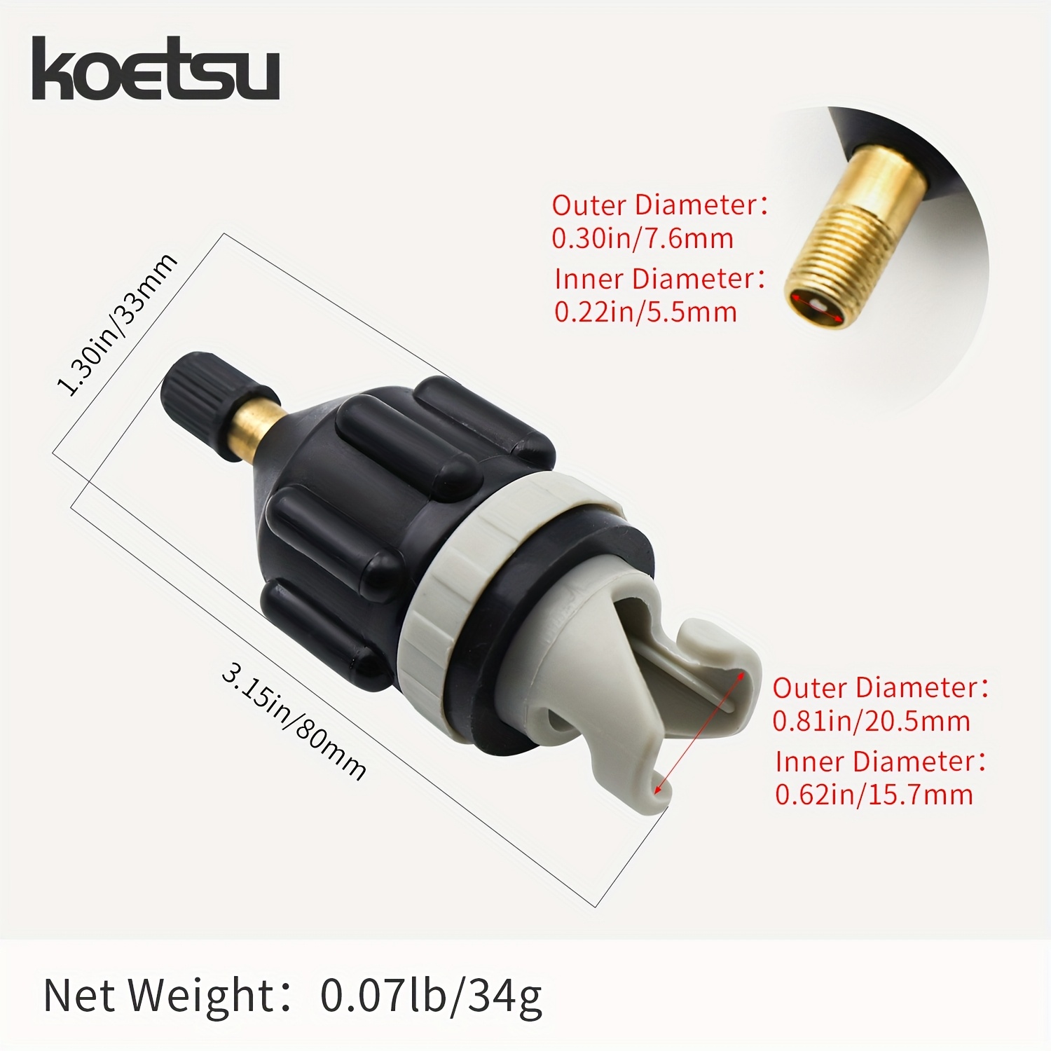 KOETSU Air Valve Adapter Pump Nozzle Converter