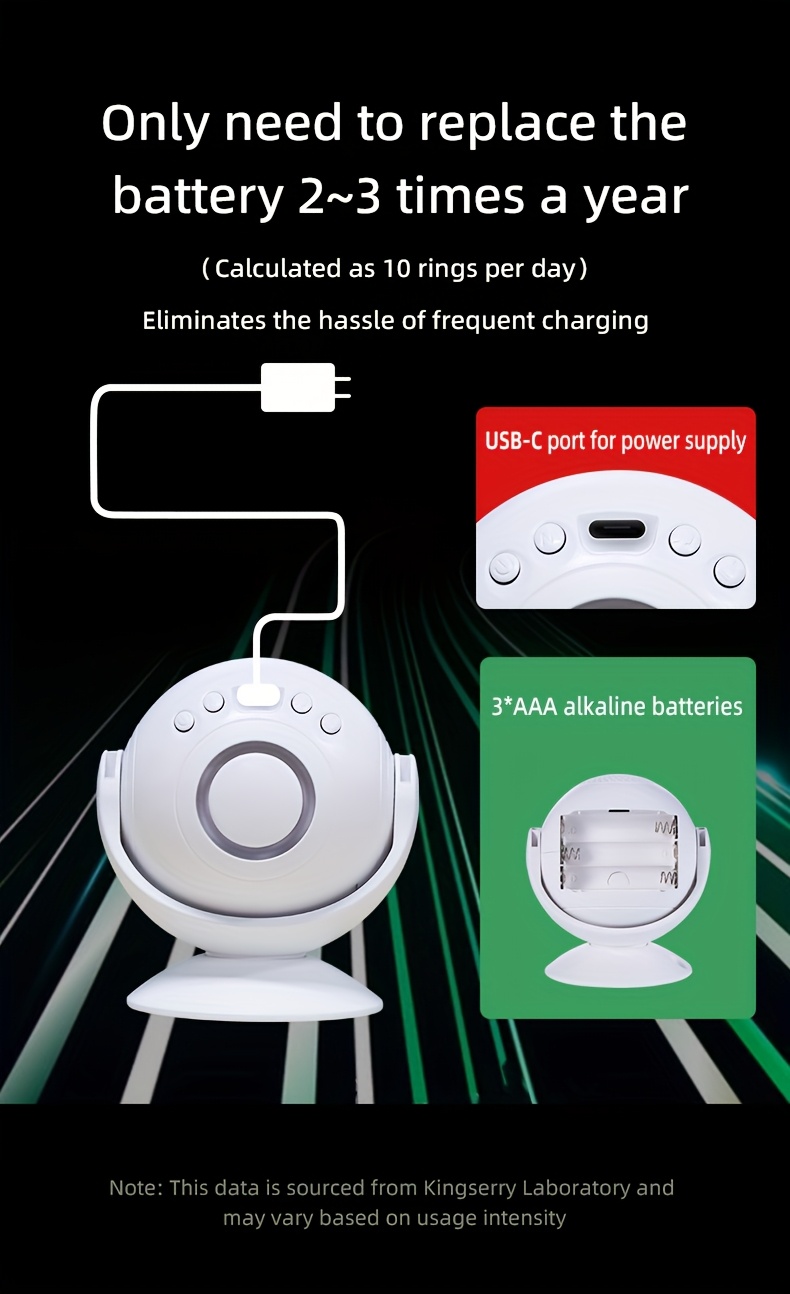 Sistema de Alarma de Seguridad Inalámbrico con Detector de Movimiento Infrarrojo y Timbre - Alimentado por Batería/USB de Doble Uso, Seguridad Inteligente para el Hogar con Alertas en Tiempo Real, Control Remoto