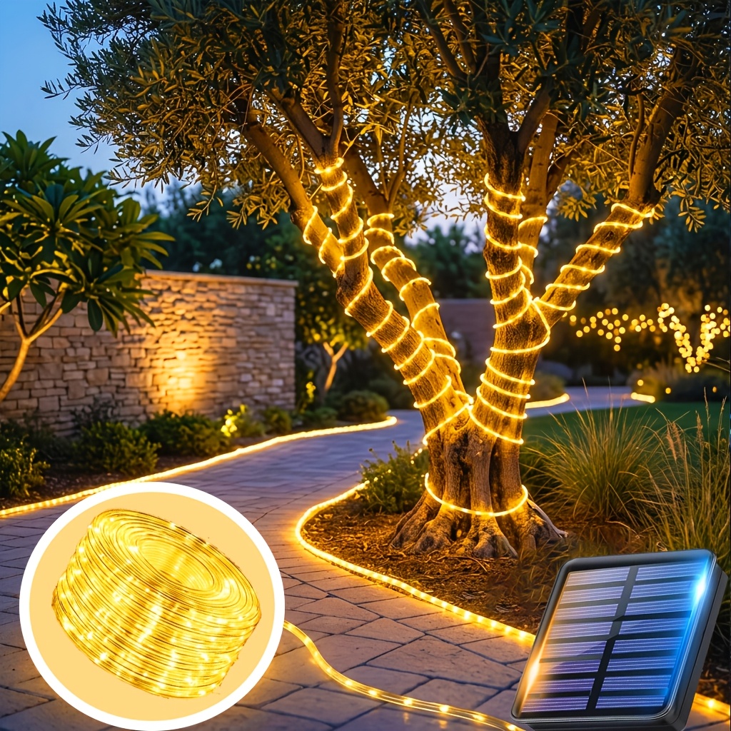 TEMU Led Rope Outdoor String Lights, 200led/150led/100led/50led Fairy Lights, 8 Ip65 Flexible Light For Garden, Backyard, Patio, Deck, Porch, Pool,