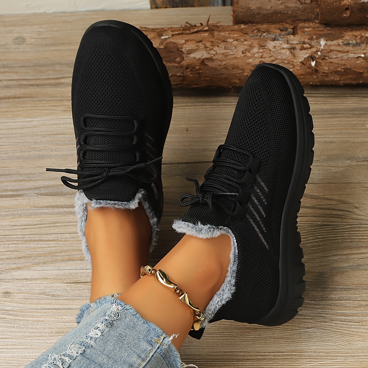 TEMU Women's Winter Ultra-warm Casual Snow Boots, Affordable Women's Shoes, Fishnet Side Label Design, Plush Lining, Comfortable Warm Fleece-lined