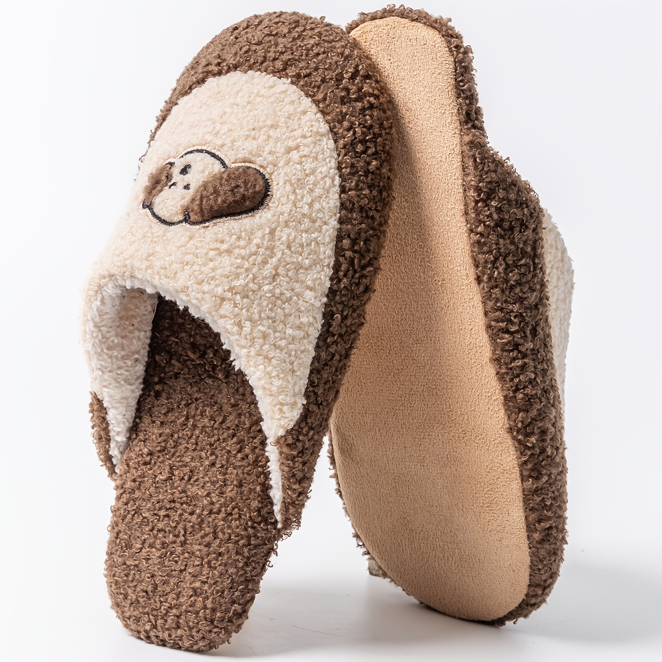 TEMU Unisex Cartoon Puppy Indoor Home Slippers, Style, Bedroom Living Room Soft-soled Silent Plush Slippers, Wooden Floor Silent Home Use Slippers