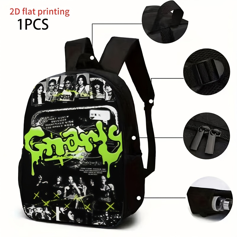 TEMU 1pc/3pcs Graffiti Pattern Print Backpack (2d Flat Printing), 1pc Pencil Case And 1pc Zipper Crossbody Bag, Lightweight Travel Bag, School Work
