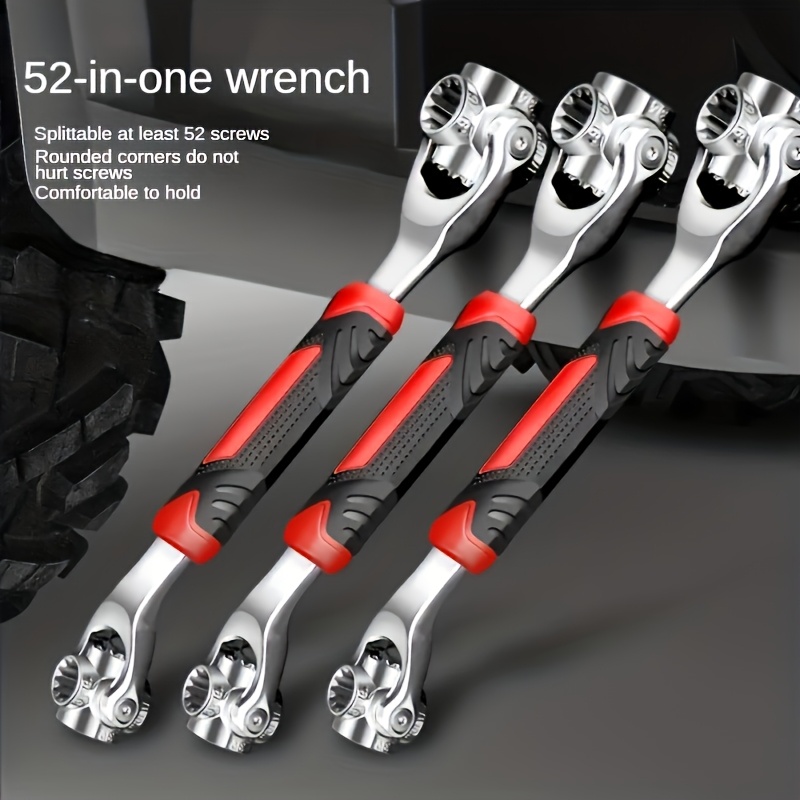 52 in 1 socket wrench set with non and 360 degree rotating head durable multifunctional tool for home and auto repairs red and handle 8 19mm universal wrench socket wrenc Product details 4