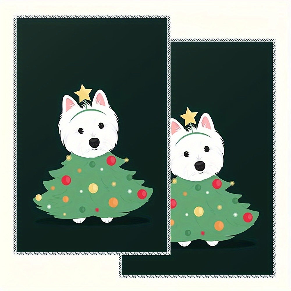 

2pcs Christmas Dish Towels - , Decorative Polyester & Bathroom Towels,