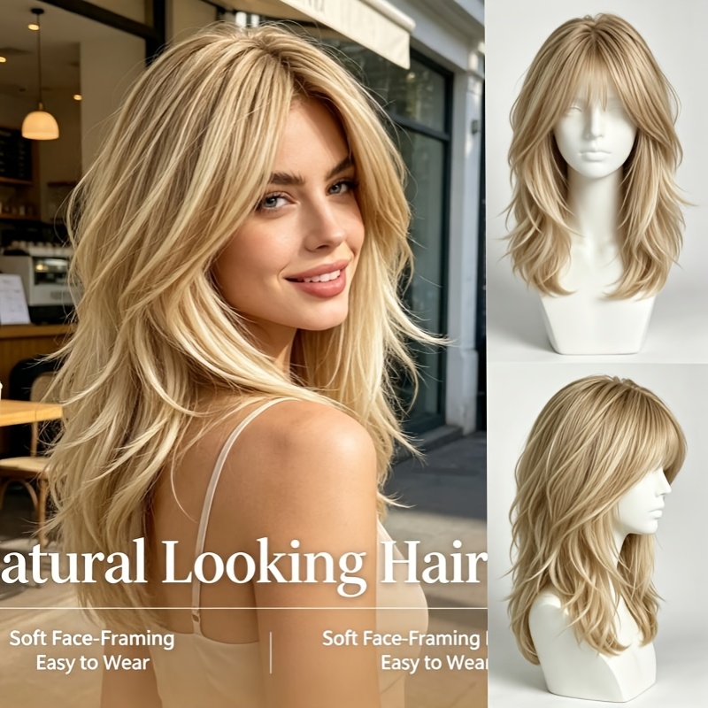 item picture 18 inch medium length straight hair wig with side   bangs and ombre high temperature   head cap made of synthetic fiber with no lace or buttons suitable for daily and holiday wear such as cosplay anime halloween christmas