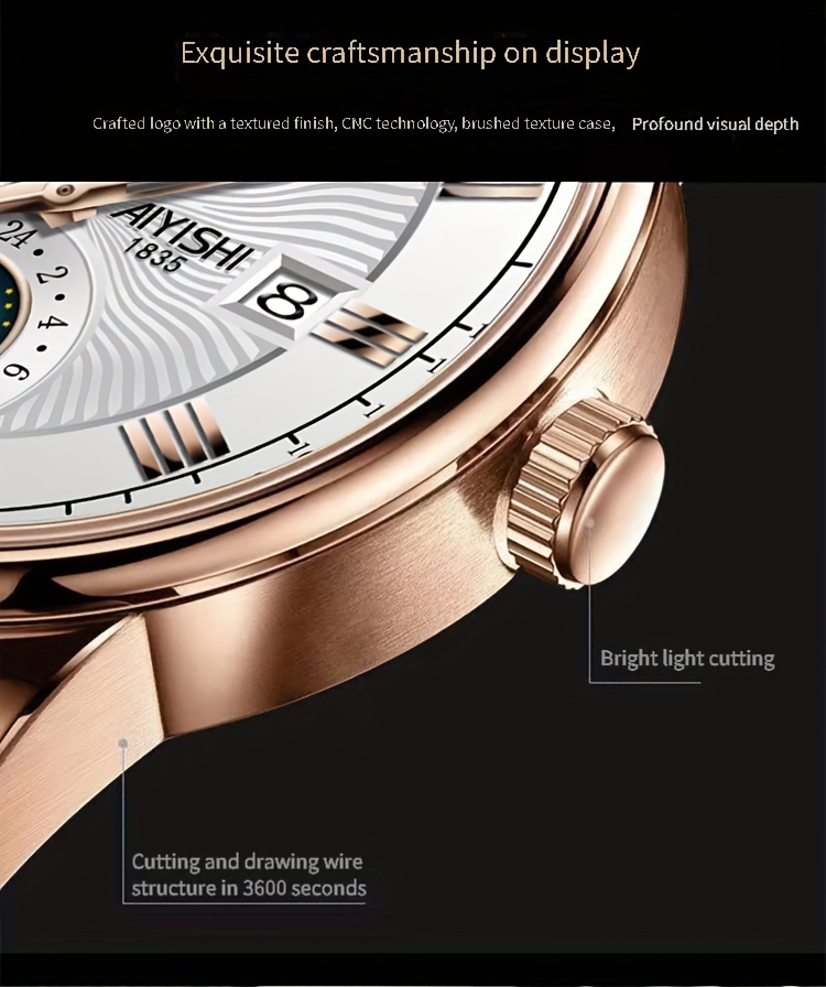 leisure pointer display pu leather strap with luminous calendar display for mens watches a gift for dad details 6