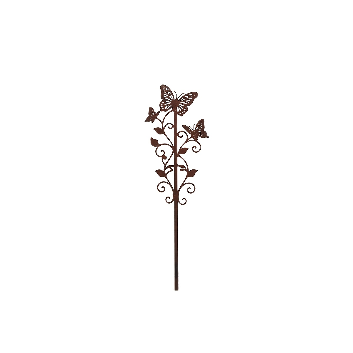 E-shop [2D Flach] . Schmiedeeiserner dekorativer Garten-Erdspieß, Erdspieß mit drei Schmetterlingen, einen nostalgischen/rustikalen Stil, geeignet für