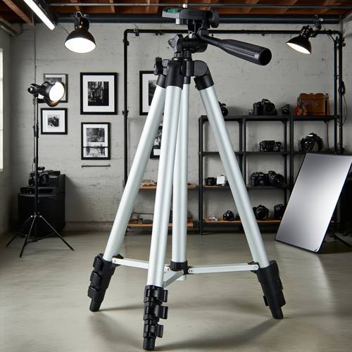 lightweight aluminum alloy tripod compatible for dslr mirrorless cameras smartphones telescopes adjustable height pan tilt with durable photography tripod stand