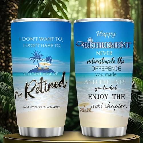 20oz stainless steel tumbler with dual sided beach scenes insulated travel mug with lid straw durable 304 steel cup for nurse teacher police farewell gift going away present celebration drinkware sturdy construction police gift