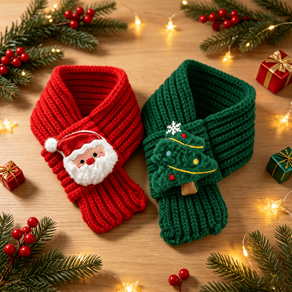 TEMU Christmas Pet Scarf, Knitted Collar Warm Winter Neck Warmer For Small Dogs Cats, Xmas Holiday Costume Additions