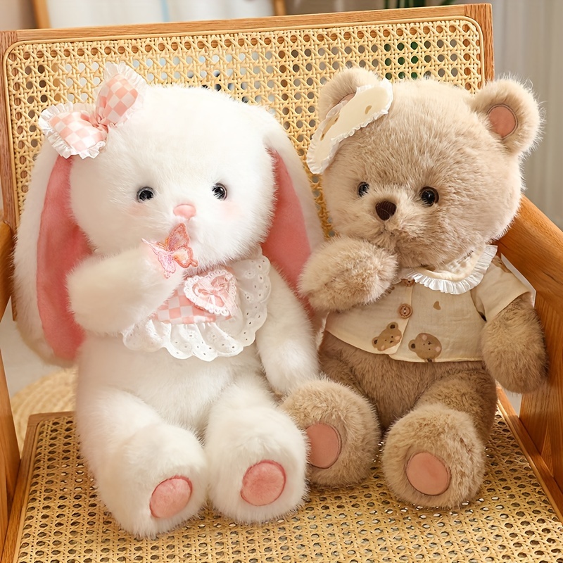 

45cm/17.71in Kawaii Rabbit Plush Toy, Teddy Bear Plush Toy Soft Stuffed Animal Bunny Doll Baby Bear Doll Home Decor And Delightful Gifts