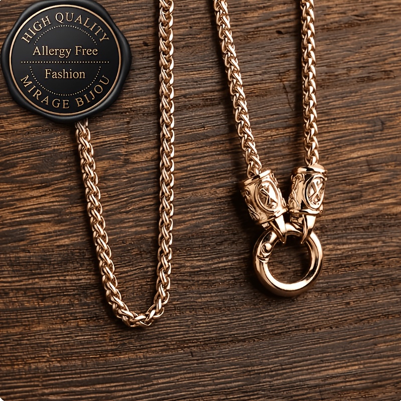 TEMU A Viking Ethnic-style Double-ring Round Clasp Necklace, A Current Trendy New Product. Suitable For Daily Wear And As A Gift
