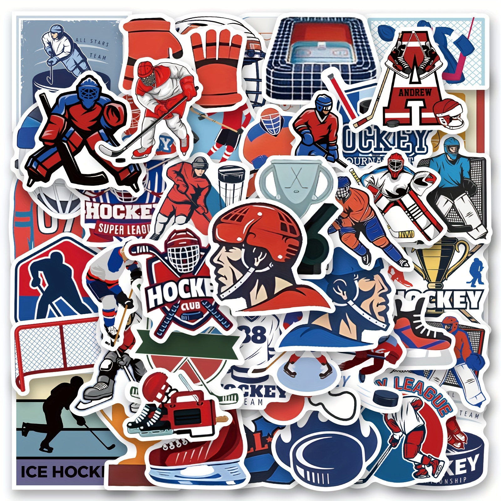 

61-piece Ice Hockey Vinyl Sticker Set - Perfect For Laptops, Water Bottles, Skateboards & More | Durable Cartoon Decals