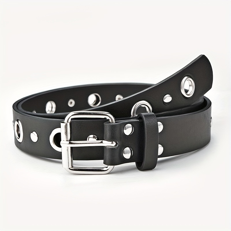 

Punk Rock Pu Leather Belt With Metal Buckle, Tactical Style, Adjustable Waistband For Men