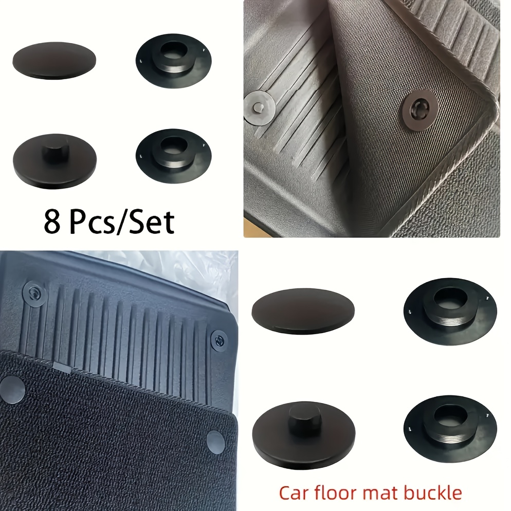 8pcs (2 Sets) Universal Round Car Floor Mat Anti-slip Fixing Clip Set, Double-layer Removable Trunk Mat Button Pad Coil Carpet Surface Fixing