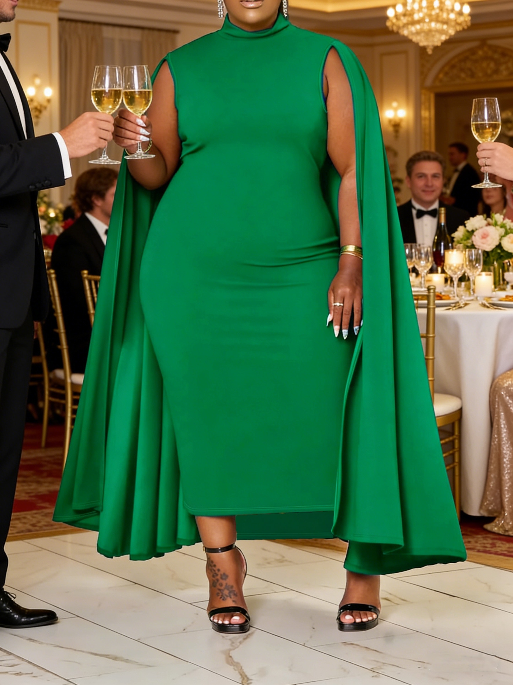 plus size cape dress sold on Temu United States