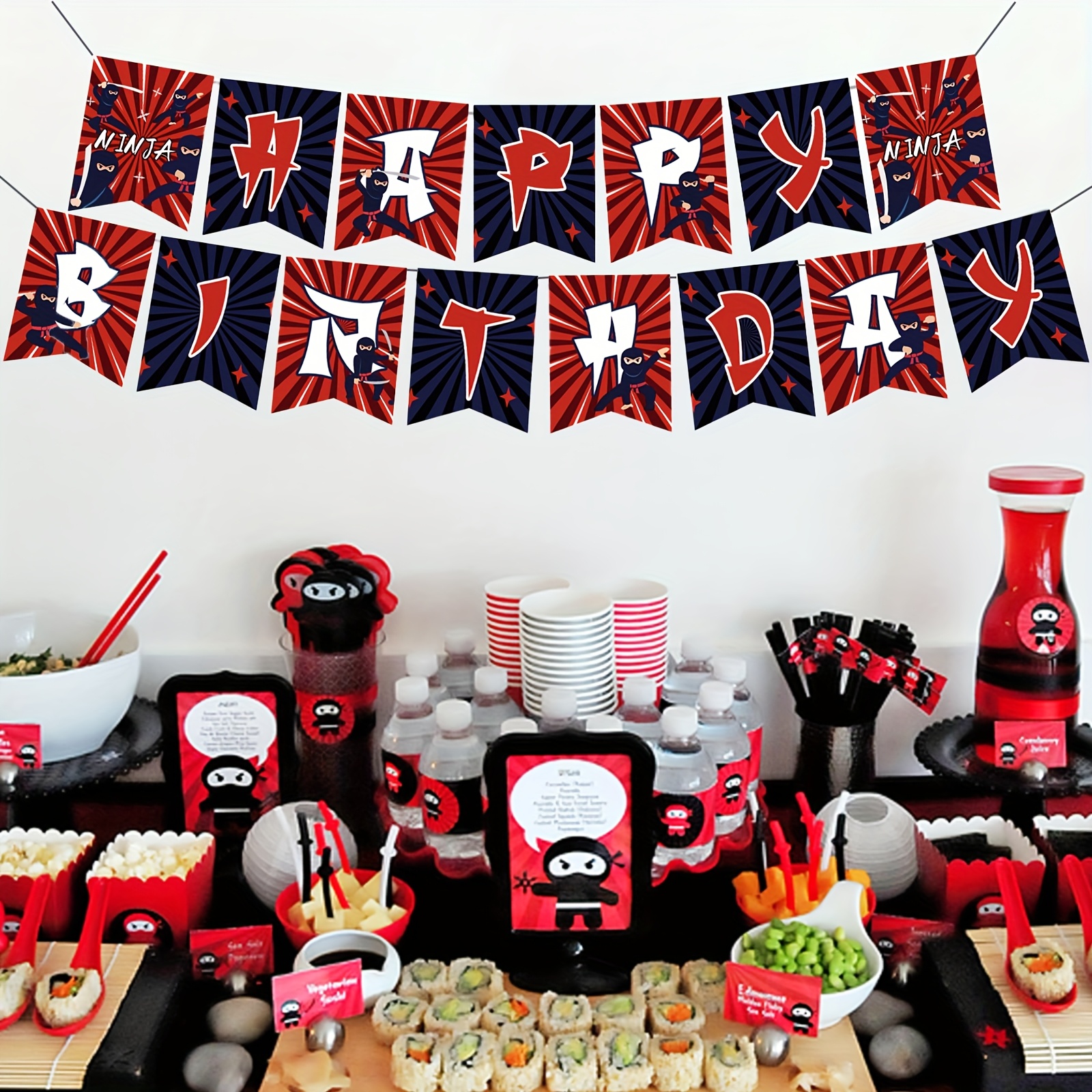 Image of 1pc Master Banner - Karate Party Decorations With Warrior, Ninjas Themed For Birthday Party, Room Decor, Events - Paper Banner For Themed Parties