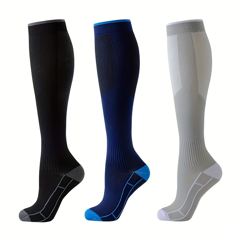 Image of 3 Pairs Of Line Style Compression Socks For Men And Women Suitable For Daily Use Soft And Comfortable Suitable For Exercise Running Cycling And Long- Standing