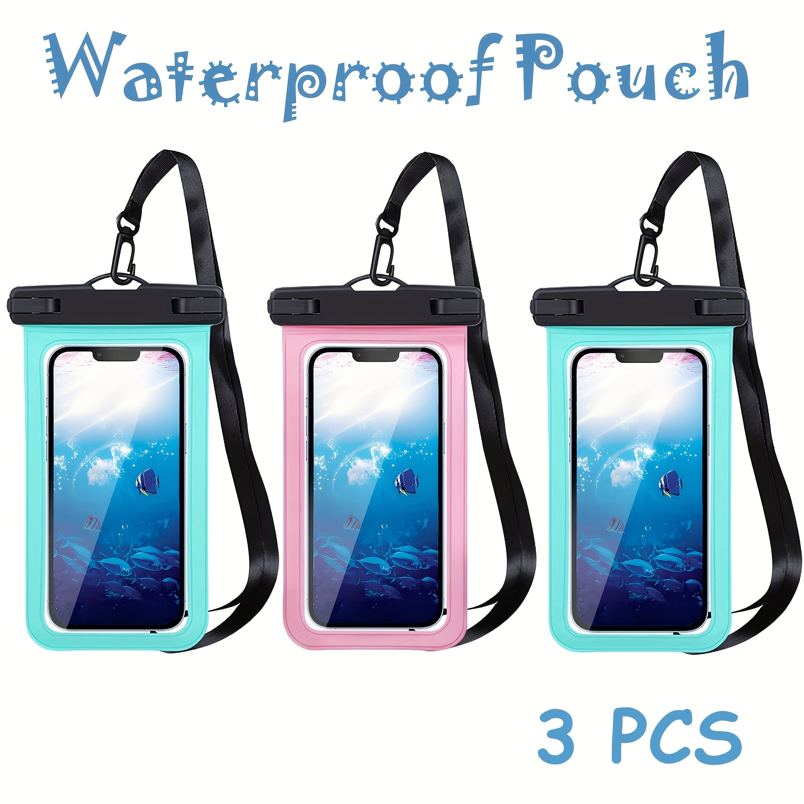 

Waterproof Phone Pouch 3pcs, Floating Mobile Case For Swimming, Boating, Fishing, Diving & Water Sports, Suitable For Phones Up To 6.5 Inches - Mixed Colors, Surfing, Beach, Pool, Days