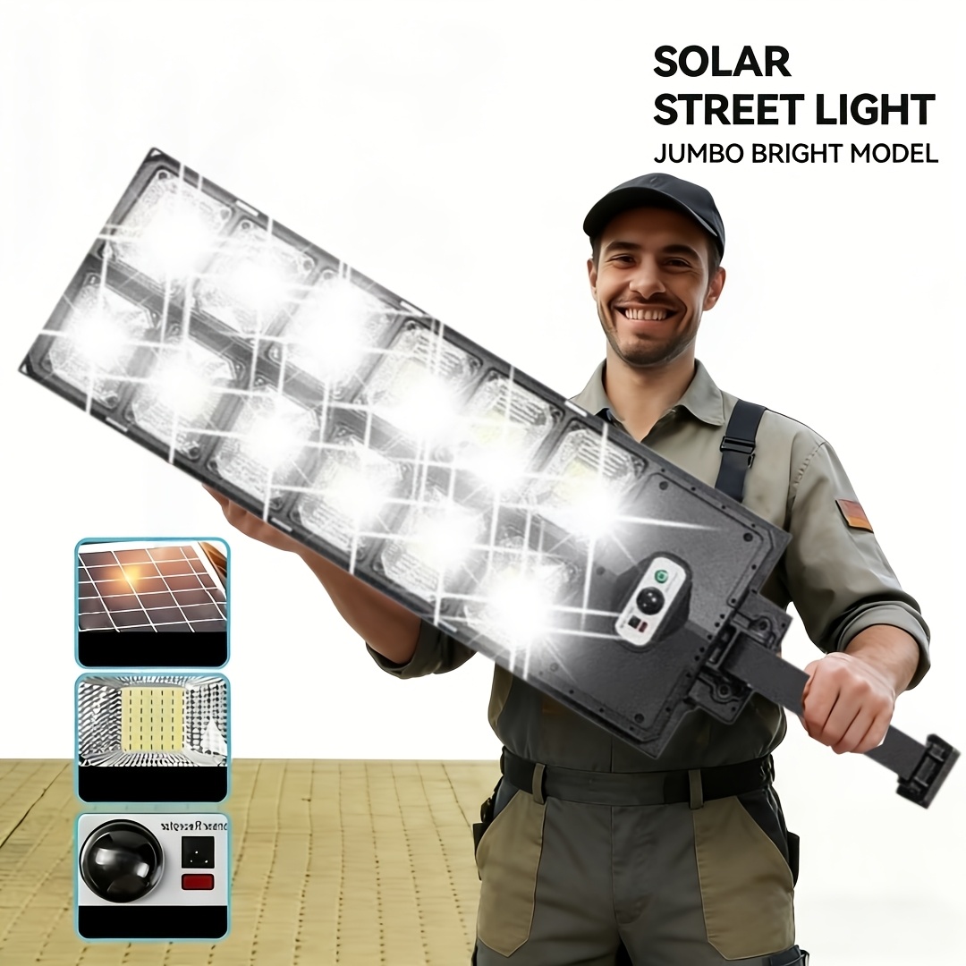 TEMU 2026 616/5400 Led Led Solar-powered Street Lamp, Ip65 Waterproof, Outdoor Light, 4 Of Lighting, 320° Wide-angle , Suitable For Street Lights,