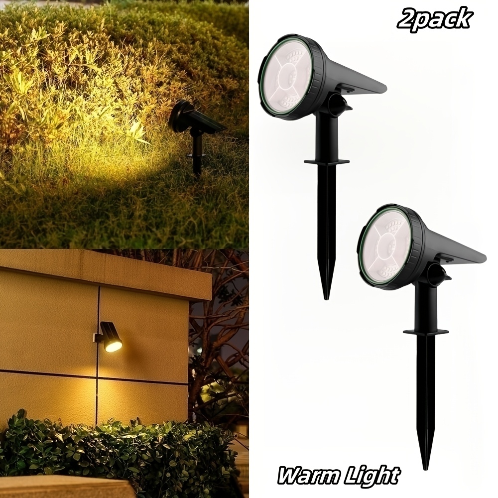 Image of 2pcs Solar Spotlight Landscape Lamp, 3 Solar Wall Lamp, 55leds Ip55 Outdoor Solar Landscape Lights Brightness Adjustable For Garden Yard Trees Backyard Path Driveway Patio Lawn Holiday Decoration