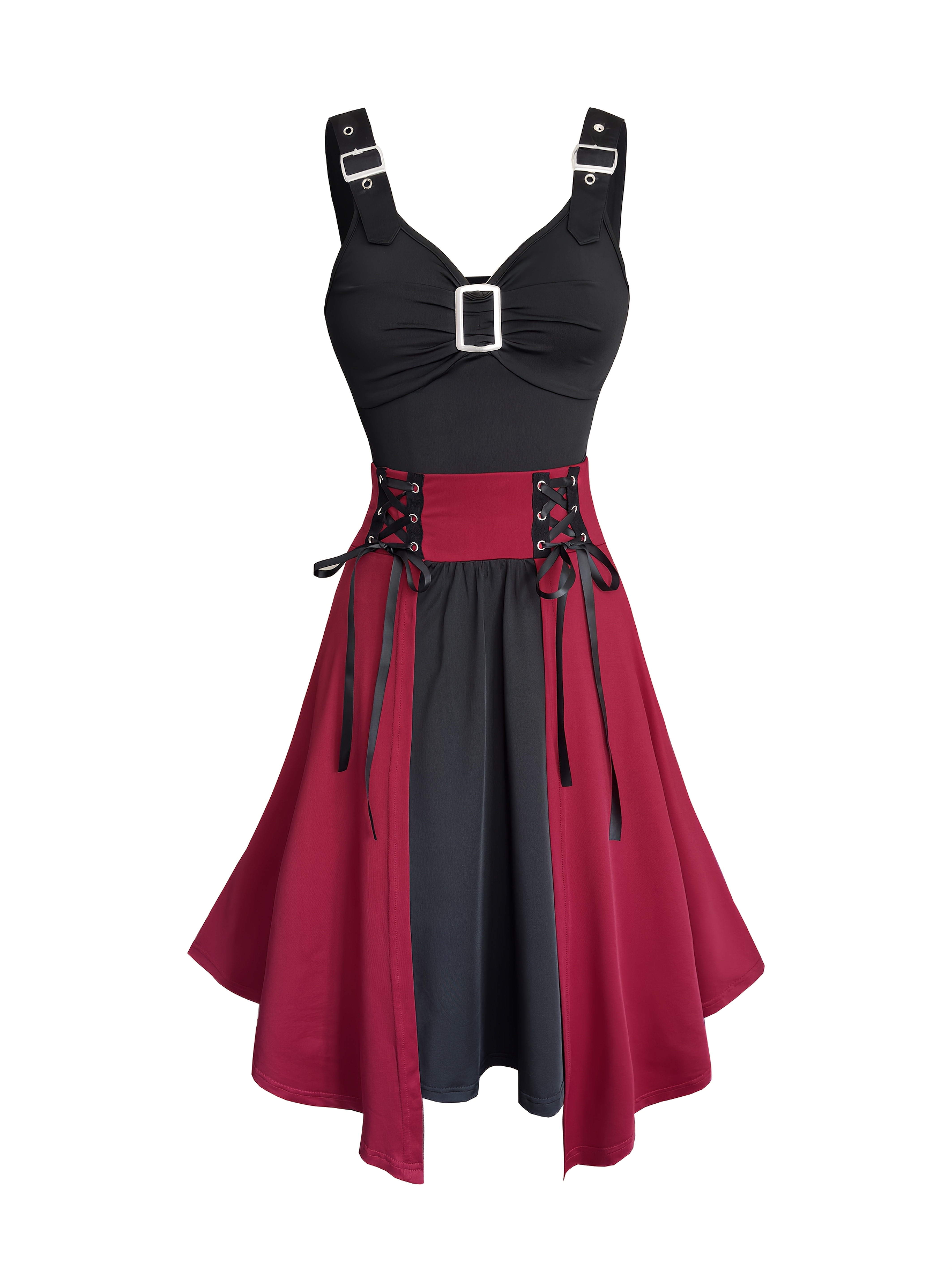 vintage gothic vest long skirt set gothic style contrast Temu - Main Image