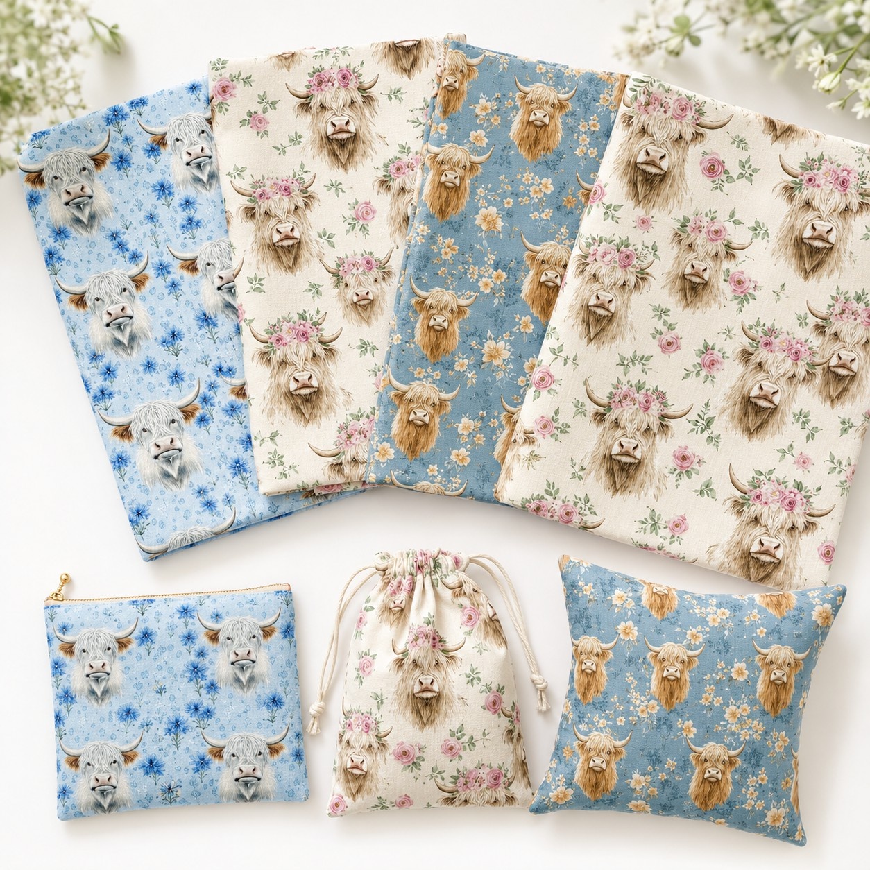 highland cow fabric sold on Temu Australia