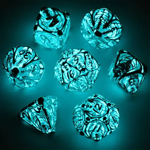 fluorescence d d dice metal dice set polyhedral hollow role playing starter dice