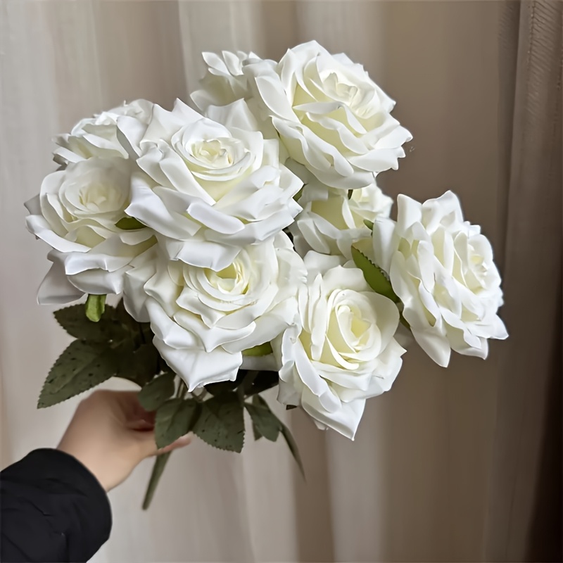 

Elegant 9-head White - Realistic Simulated Flowers, Suitable For Weddings, Home Decoration And Christmas, Valentine's Day, Mother's Day, Parties, Yard Decorations And More