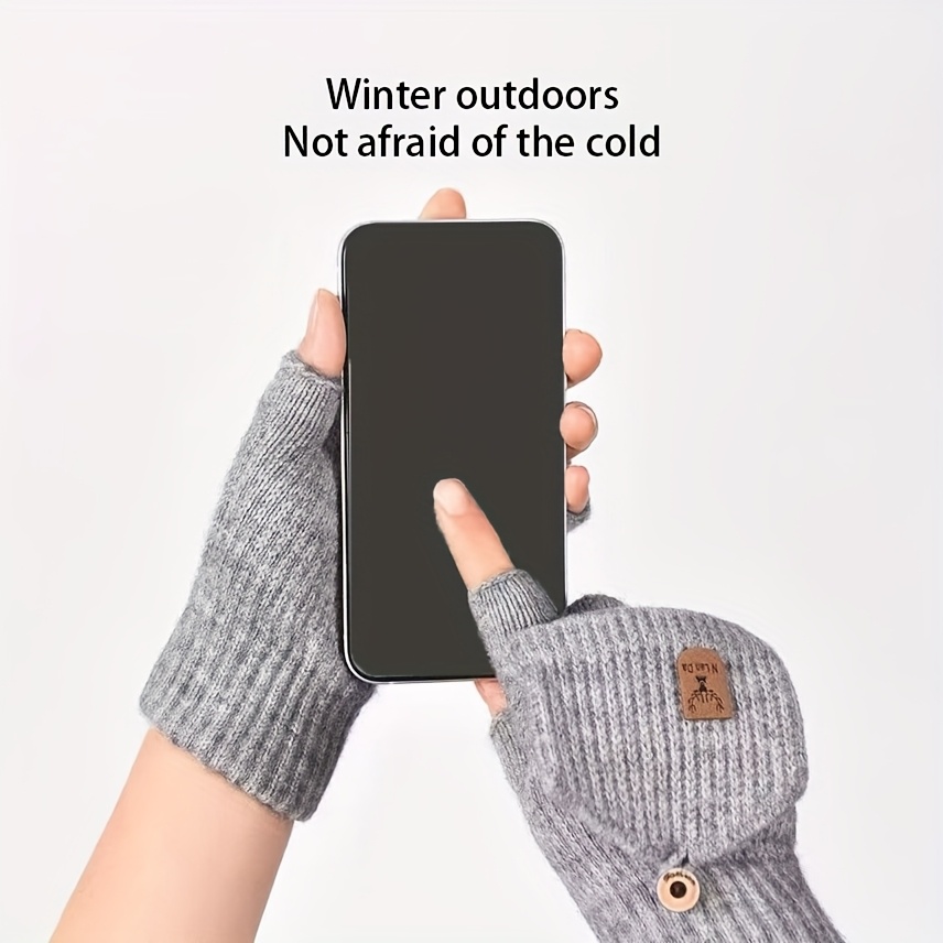 Cashmere Winter Gloves for Men and Women, Half-Finger Touch Screen