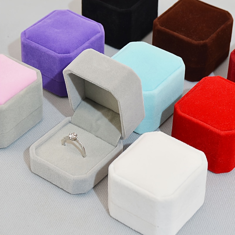 

Luxurious Velvet Ring Box - Classic Rectangular Jewelry Packaging In Assorted Colors, With Elegant Presentation For Engagement And Wedding Rings, Jewelry Box, Jewelry Boxes