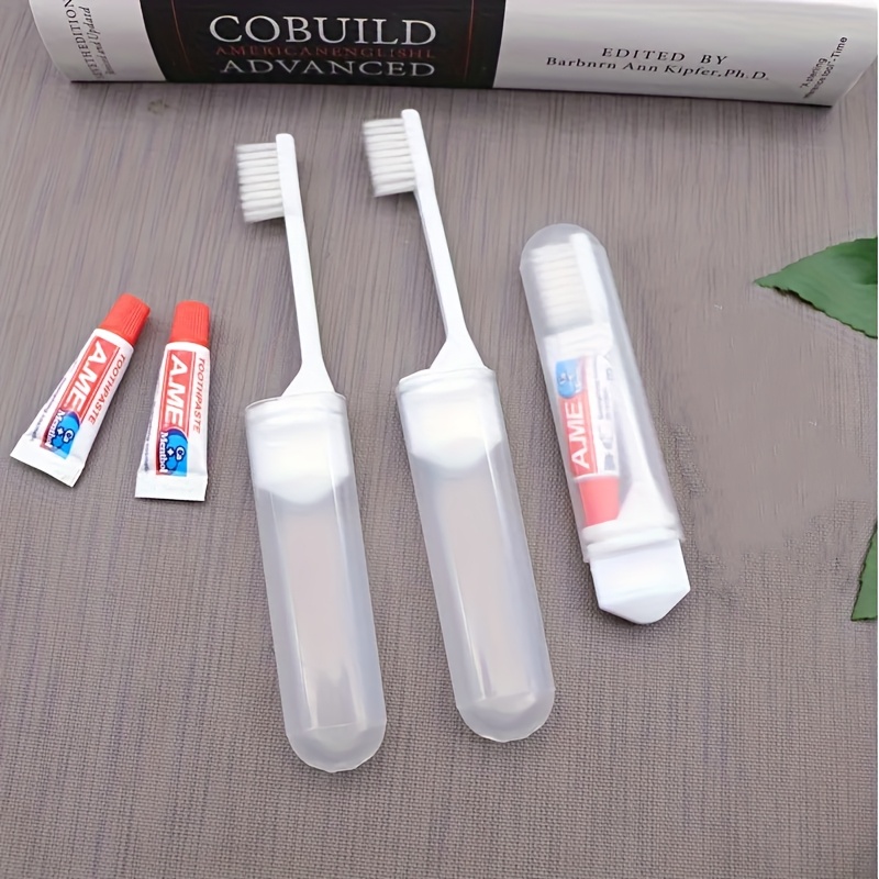10pcs Portable Folding Toothbrush Set with Toothpaste, Soft Bristles