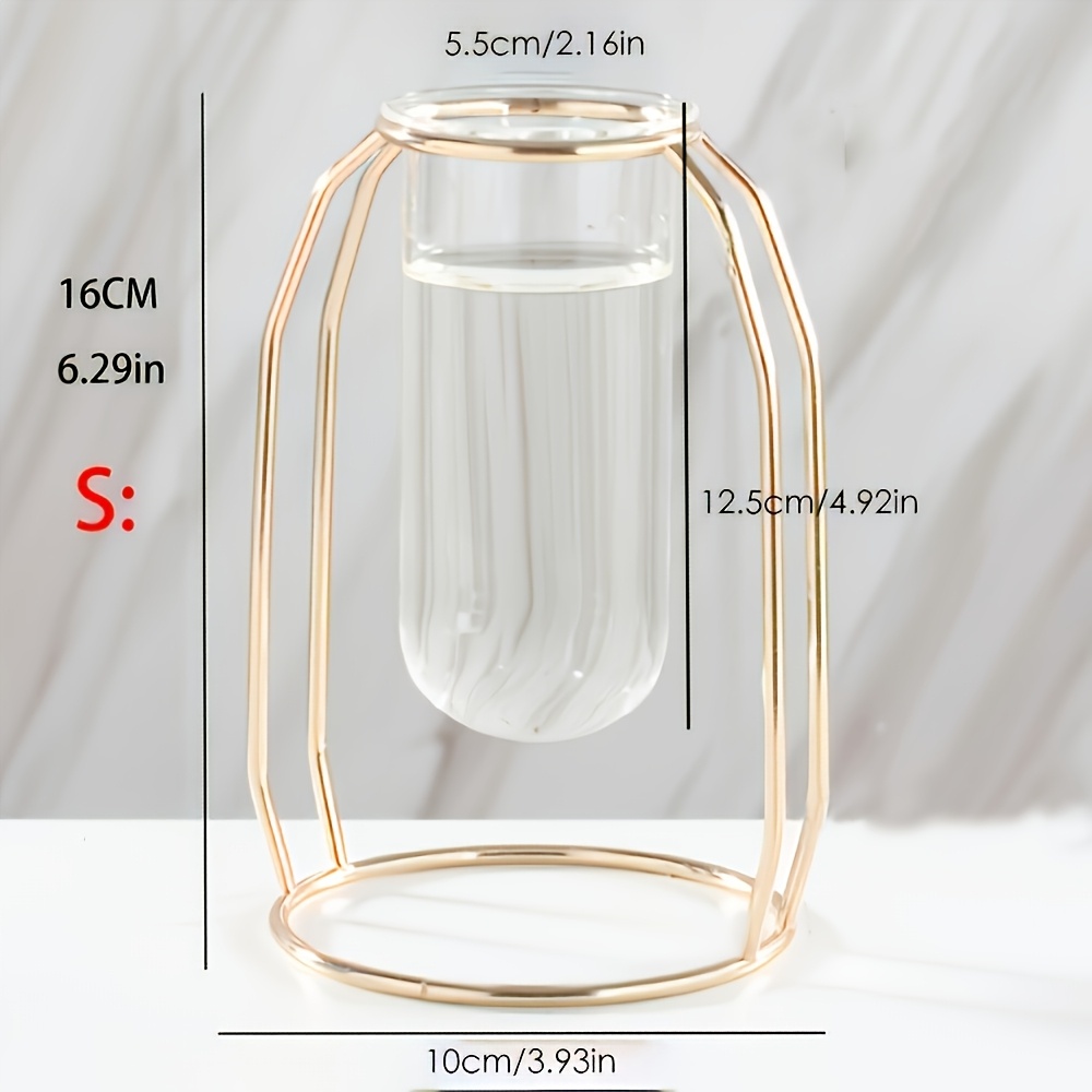 TEMU 1pc Elegant Metal Geometric Vase With Round Design - Ideal For Home Decor, Indoor Plant Arrangement, And Floral Display, Indoor Plant Decor |
